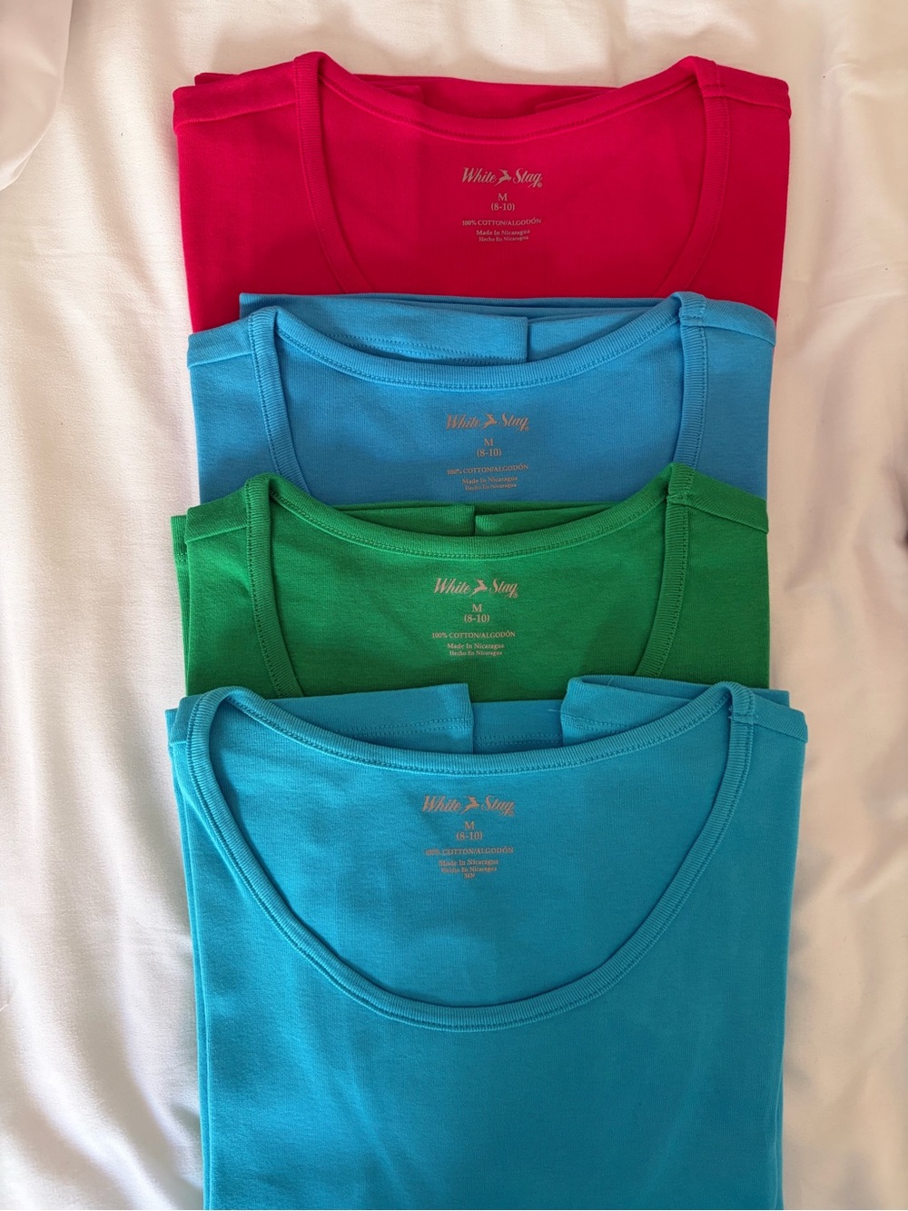 White Stag Women’s Tank Tops Lot of 4 Size M 8-10 100% Cotton NWOT Bright Colors